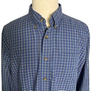 L.L. Bean Men's Button Down Shirt, Sz XL, Long Sleeves, Blue Check, Wrinkle Res.
